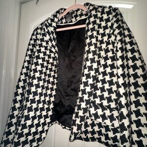 Houndstooth Blazer Women’s Size 18 Black White Classic Jacket